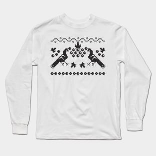 Ukraine ornament - kalyna & birds (black print) Long Sleeve T-Shirt